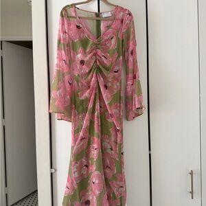 ASOS Pink and Green Floral Long Sleeve Dress